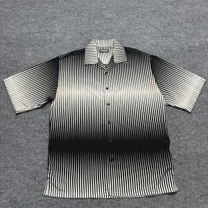 Mench Platinum Mens Shirt Size 2XLT Black White Ombre Stripe Button Front Casual